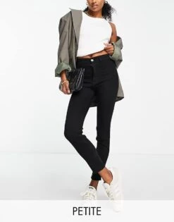 Pull&Bear Petite Super Skinny High Waisted Jeans In Black For Women