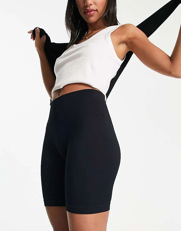 Pull&Bear Seamless Legging Shorts Co-ord In Black For Women - Image 4