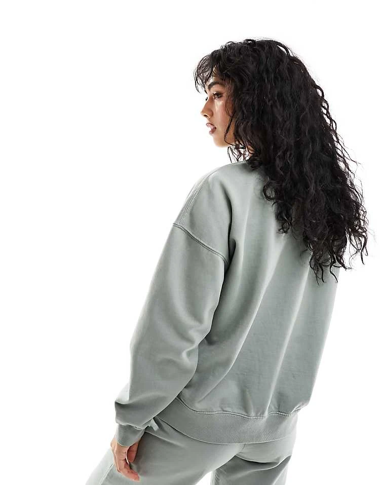 Pull&Bear Graphic Oversized Sweat Co-ord In Washed Green For Women - Image 4