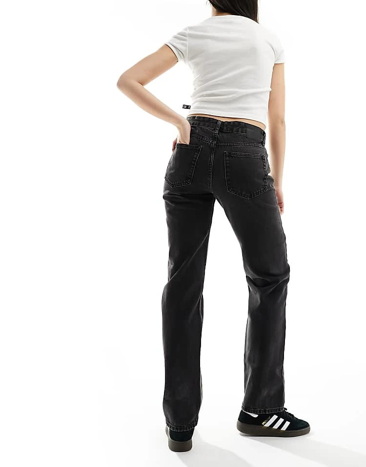 Pull&Bear Mid Rise Straight Leg Jean In Black For Women - Image 3