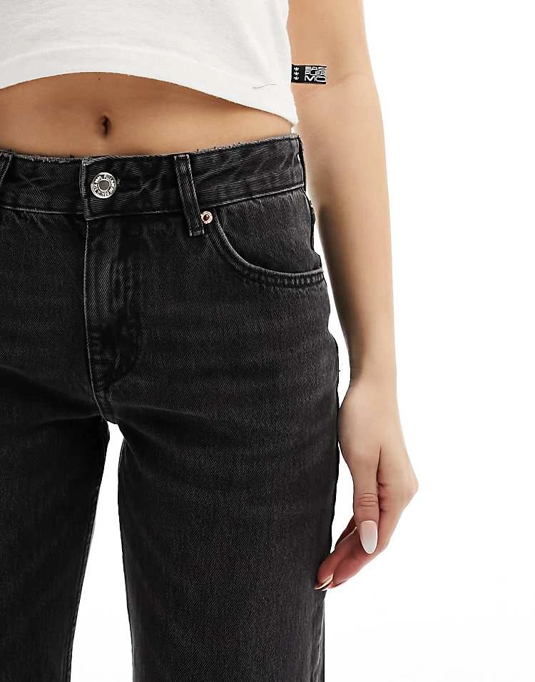 Pull&Bear Mid Rise Straight Leg Jean In Black For Women - Image 4