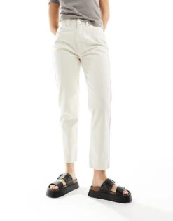Pull&Bear Mom Jean In Ecru For Women White