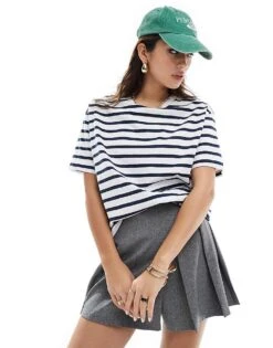 Pull&Bear Oversized Basic T-shirt In Black And White Stripe For Women