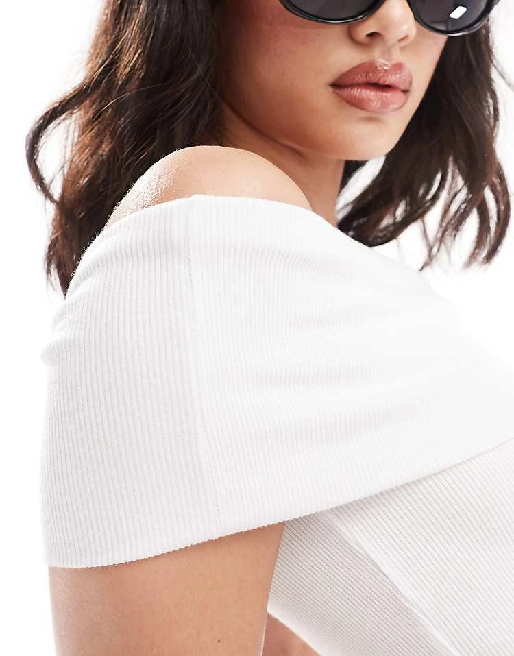 Pull&Bear Bardot Top In White For Women - Image 4