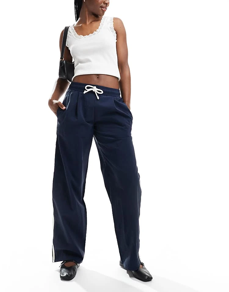 Pull&Bear Stripe Detail Jogger In Navy For Women Blue - Image 5