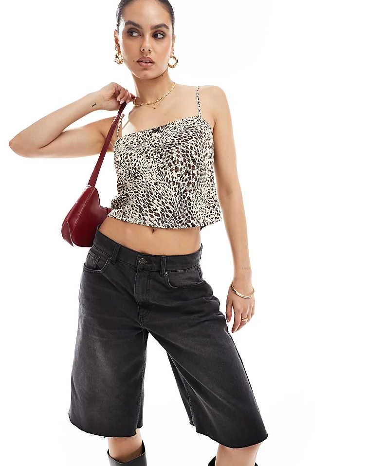 Pull&Bear Bow Front Cami In Leopard Print For Women Brown