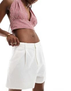 Pull&Bear Linen Look Short In White For Women