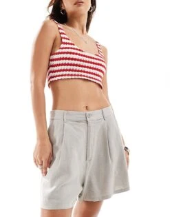 Pull&Bear Linen Look Short In Sand For Women