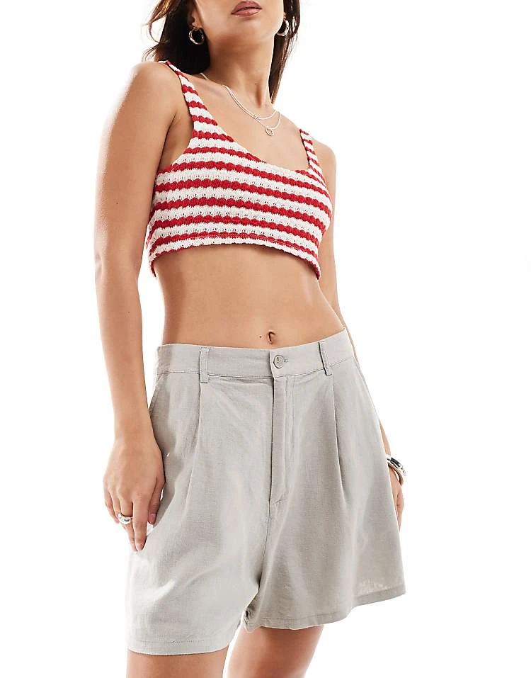 Pull&Bear Linen Look Short In Sand For Women