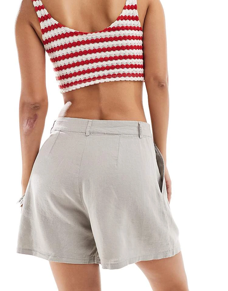 Pull&Bear Linen Look Short In Sand For Women - Image 2