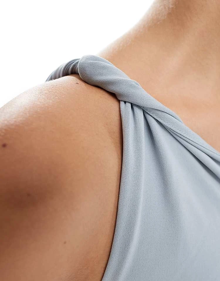 Pull&Bear Asymmetric Hem One Shoulder Top In Blue For Women - Image 2