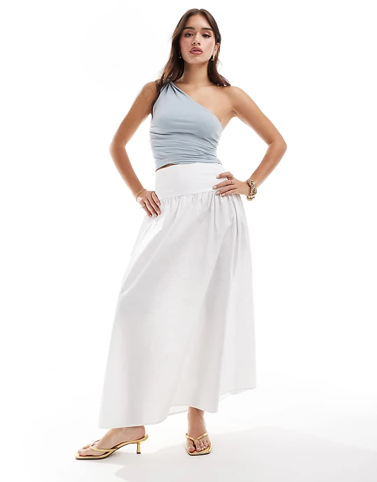 Pull&Bear Asymmetric Hem One Shoulder Top In Blue For Women - Image 3