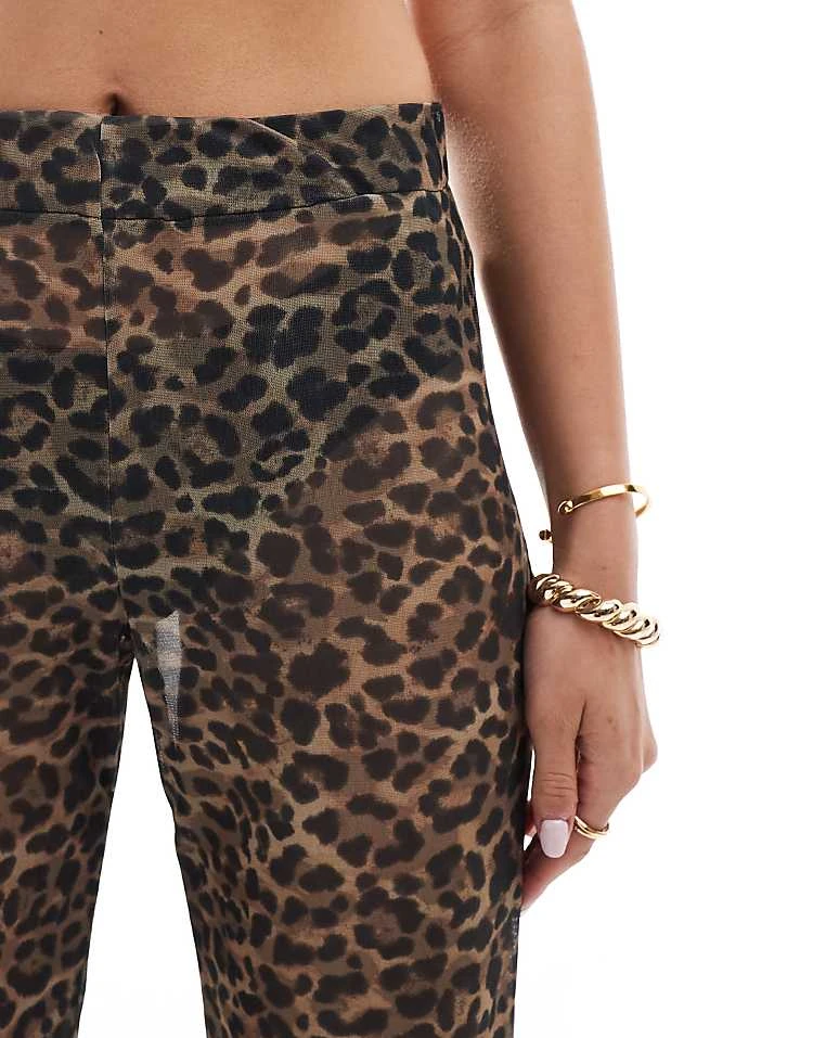 Pull&Bear Leopard Print Beach Trousers For Women - Image 4