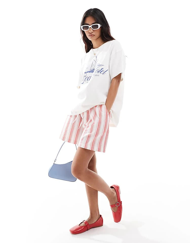 Pull&Bear Nautical Graphic T-shirt In Ecru For Women - Image 3