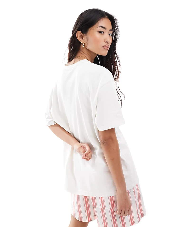 Pull&Bear Nautical Graphic T-shirt In Ecru For Women - Image 4