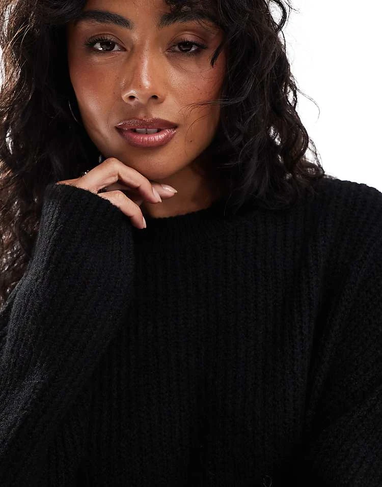 Pull&Bear Knitted Jumper Mini Dress In Black For Women - Image 2