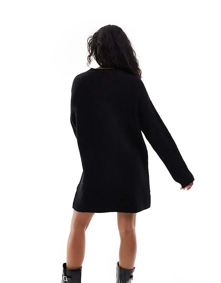 Pull&Bear Knitted Jumper Mini Dress In Black For Women - Image 4