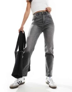 Pull&Bear Comfort Mom Jean In Washed Grey For Women