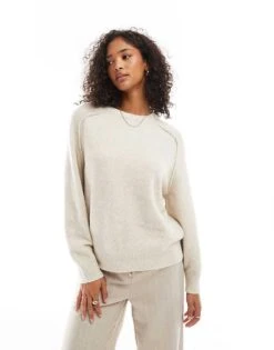 Pull&Bear Oversized Knitted Jumper In Sand For Women