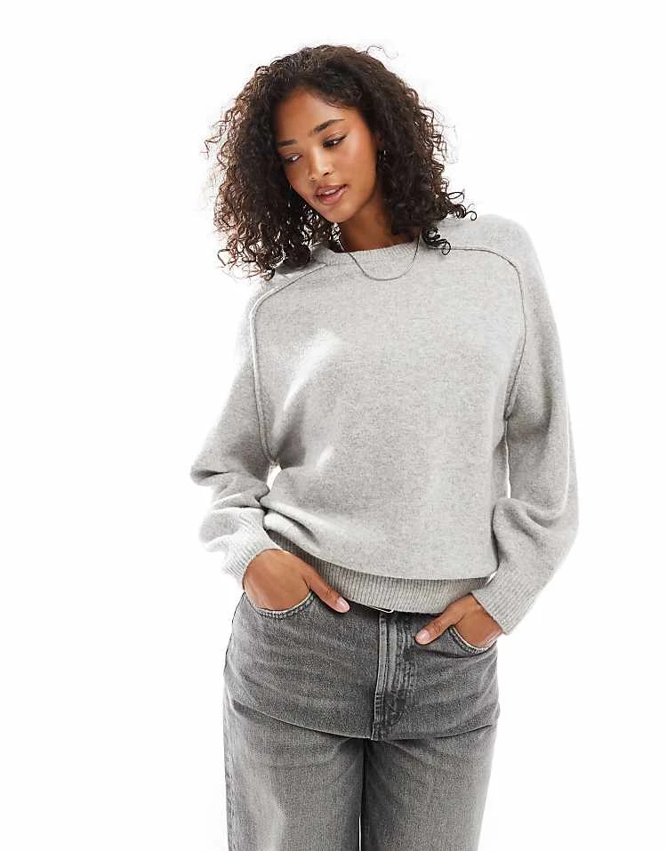 Pull&Bear Oversized Knitted Jumper In Grey For Women