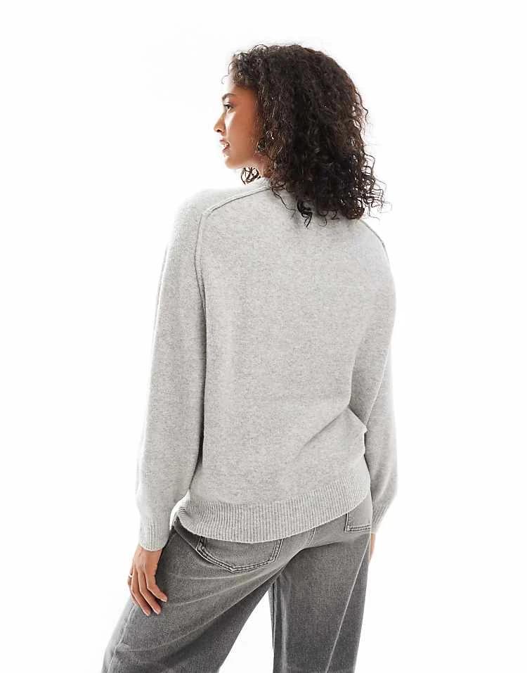 Pull&Bear Oversized Knitted Jumper In Grey For Women - Image 2