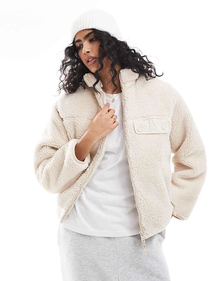 Pull&Bear Zip Up Fleece In Beige For Women - Image 5