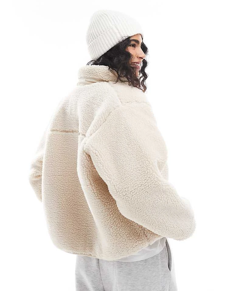 Pull&Bear Zip Up Fleece In Beige For Women - Image 2