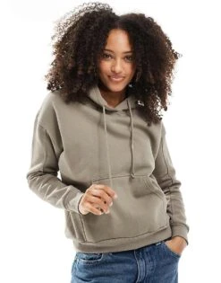 Pull&Bear Oversized Hoodie In Taupe Brown For Women