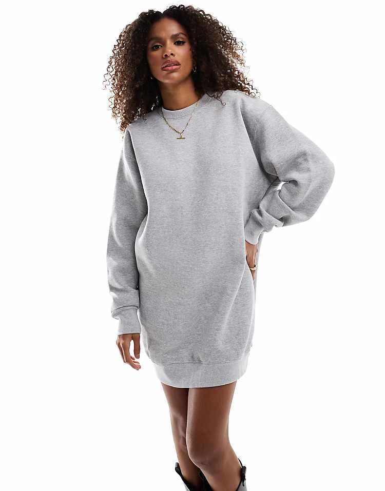 Pull&Bear Oversized Sweat Dress In Light Grey For Women