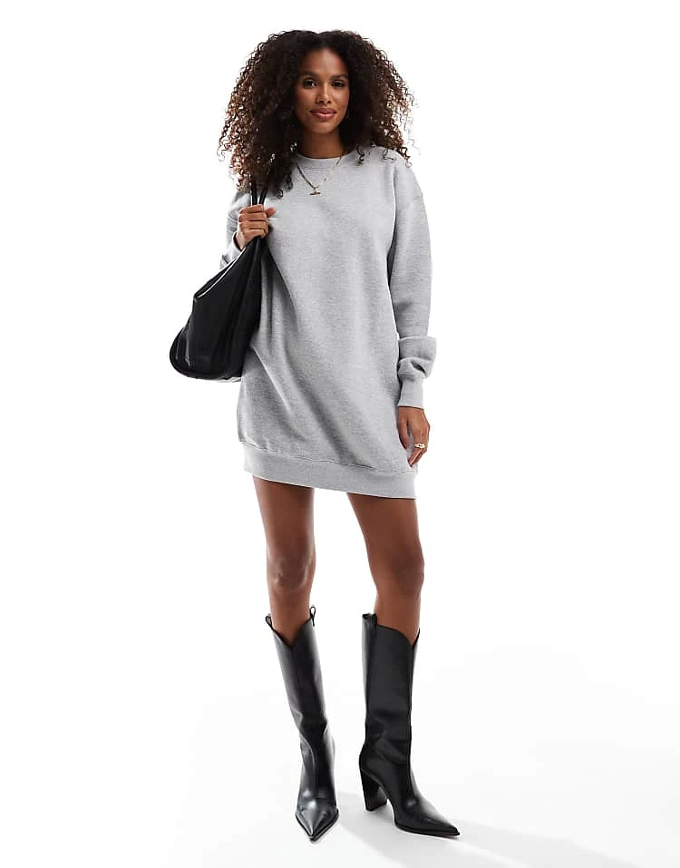 Pull&Bear Oversized Sweat Dress In Light Grey For Women - Image 2