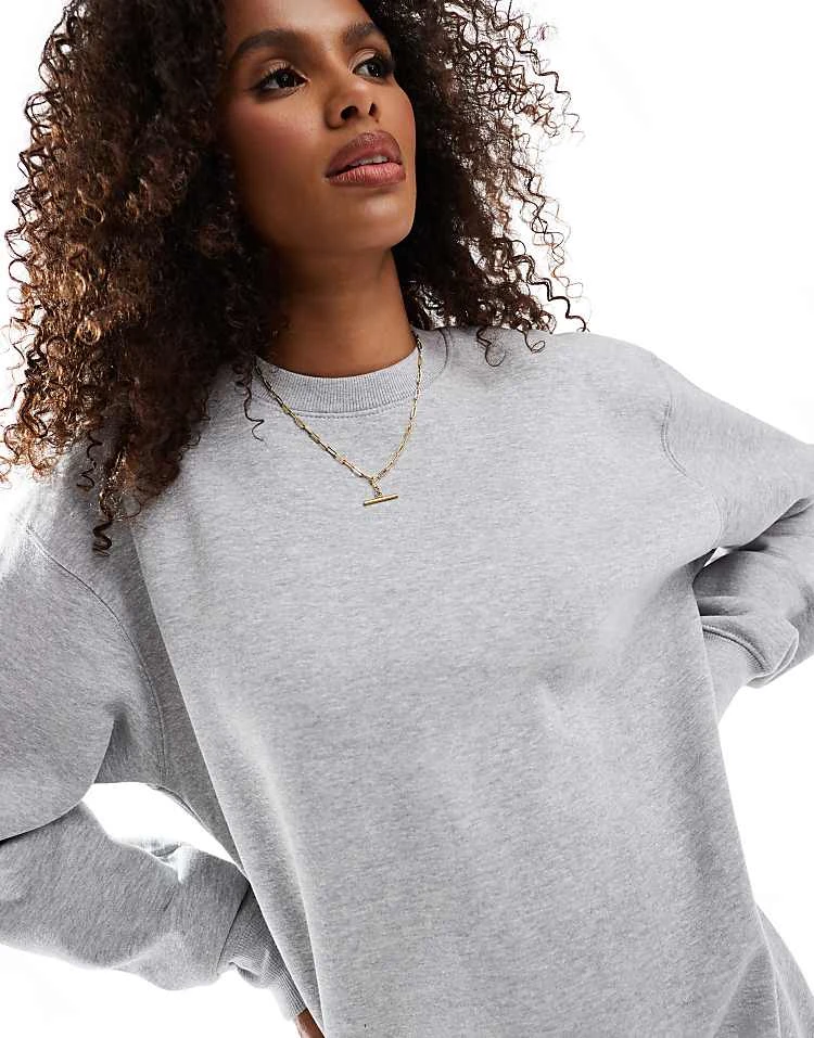 Pull&Bear Oversized Sweat Dress In Light Grey For Women - Image 3