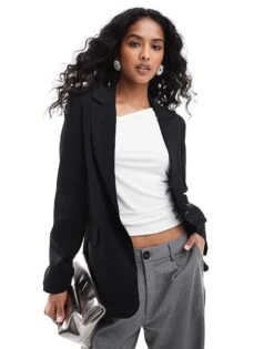Pull&Bear Oversized Blazer In Black For Women