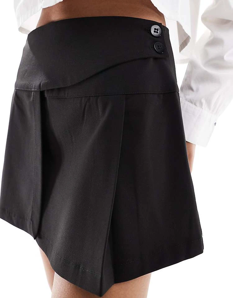 Pull&Bear Wrap Belt Detail Tailored Mini Skirt In Black For Women - Image 4