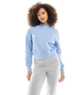 Pull&Bear Boxy Sweater In Pale Blue For Women