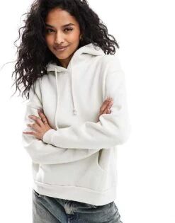 Pull&Bear Oversized Hoodie In Off White For Women