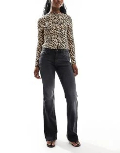 Pull&Bear Low Rise Bootcut Jean In Dark Grey Wash For Women