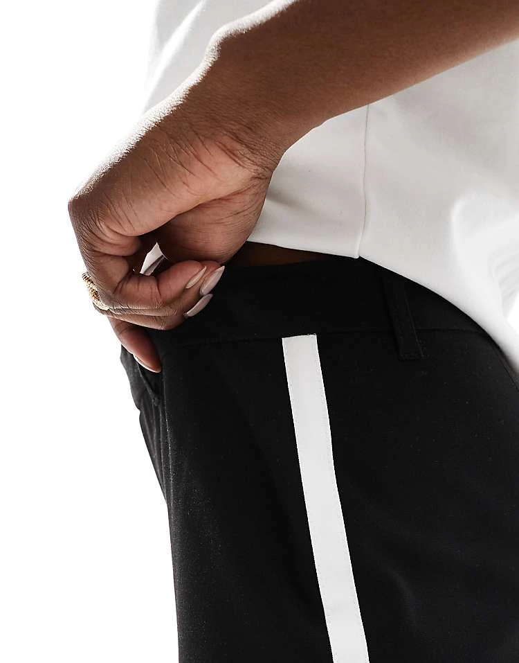 Pull&Bear Wide Leg Trouser With Side Stripe Detail In Black For Women - Image 3