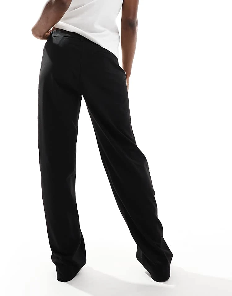 Pull&Bear Wide Leg Trouser With Side Stripe Detail In Black For Women - Image 5