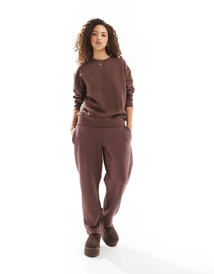Pull&Bear Oversized Sweat And Jogger Co-ord In Washed Burgundy - Image 3