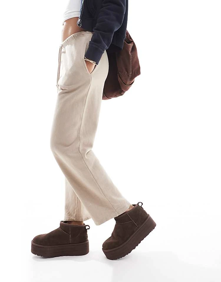 Pull&Bear Wide Leg Jogger In Washed Beige For Women - Image 2