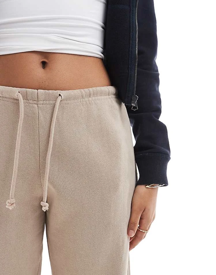 Pull&Bear Wide Leg Jogger In Washed Beige For Women - Image 3