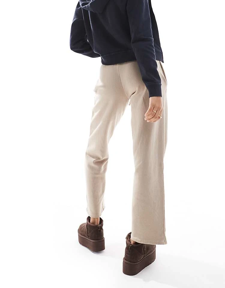 Pull&Bear Wide Leg Jogger In Washed Beige For Women - Image 5