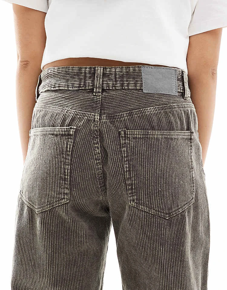 Pull&Bear Pulll&Bear Wide Leg Corduroy Jeans In Grey For Women - Image 4