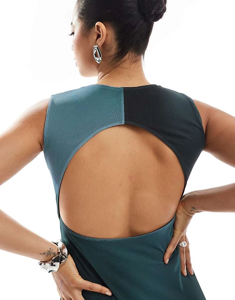 Pull&Bear Mesh Sleeveless Maxi Dress In Blue Ombre Floral Print For Women Navy - Image 2