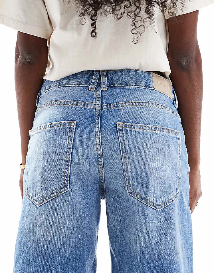 Pull&Bear Denim Jort In Washed Blue For Women - Image 4