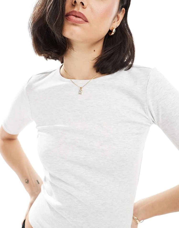 Pull&Bear T-shirt In Grey Marl For Women - Image 2