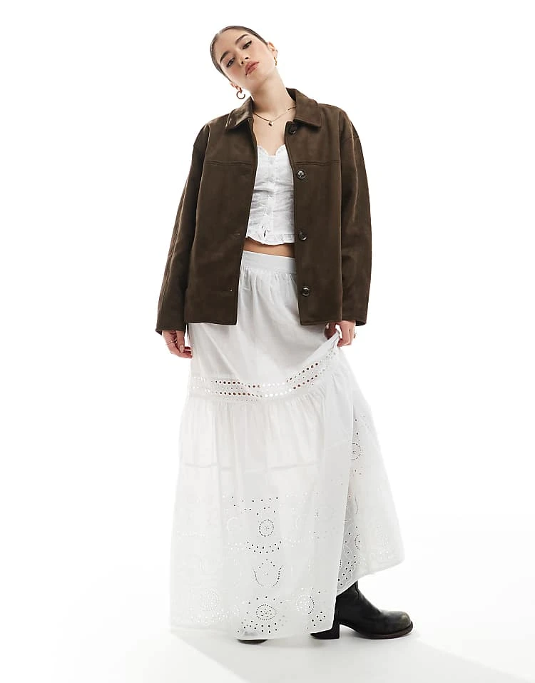 Pull&Bear Faux Suede Pocket Detail Jacket In Brown For Women - Image 5