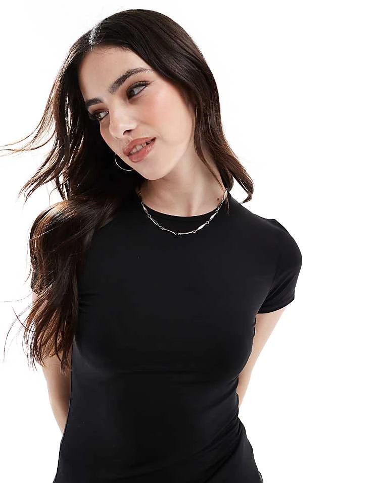 Pull&Bear 2 Pack Polyamide Baby Tee In Black & White For Women Multi - Image 2