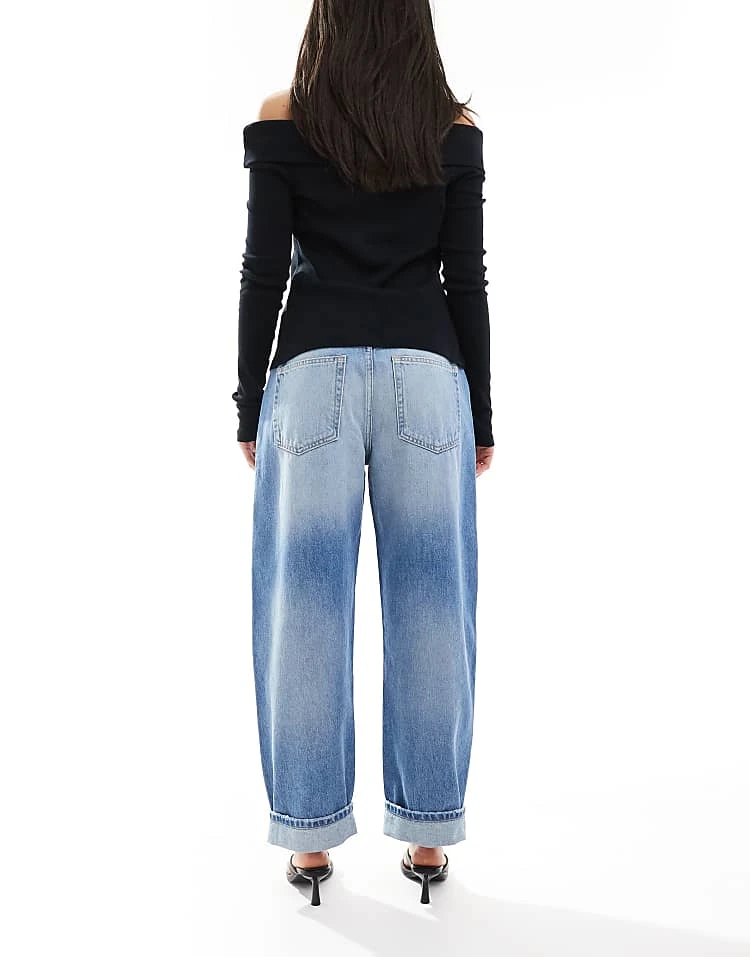 Pull&Bear Balloon Leg Jean In Washed Blue For Women - Image 3