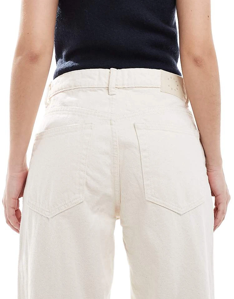Pull&Bear High Rise Wide Leg Jean In Ecru For Women - Image 4